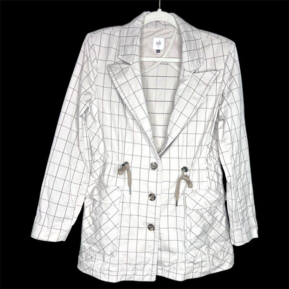 Cabi Women's Tan Windowpane Utility Jacket 6026 Collared Blazer/Trench Preppy - Picture 1 of 10